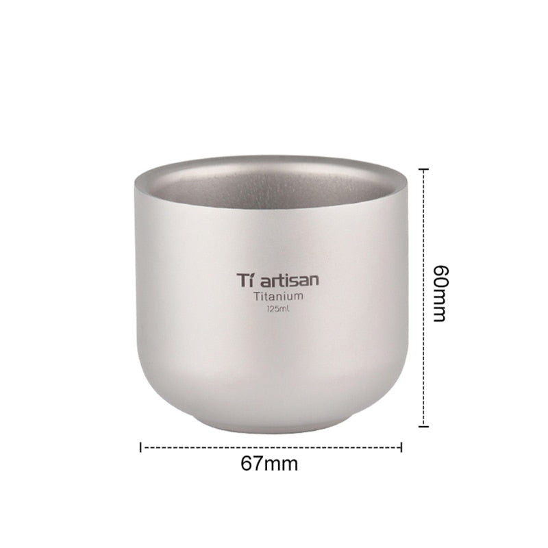 Mini Titanium Cup Mug 125ml Ultralight Kitchen Drinkware Coffee Tea Drink Camping Water Cup Double Wall Coffee Mug