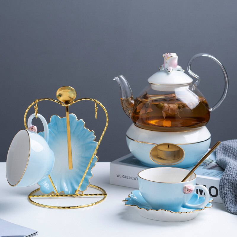 Modern Style Noble Bone Coffee Pot Coffee Cup Saucer Spoon Set Luxury Ceramic Mug Top-grade Teapot Tea Set Cafe Party Drinkware