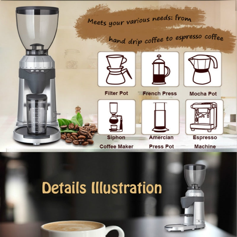 ZD-16 Electric Commercial Coffee Grinder Italian Coffee Grinders 350g 40 Files Adjustable Thickness Electric Coffee Mill Machine